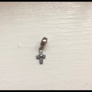 Authentic Pandora Blue and Silver Cross Charm